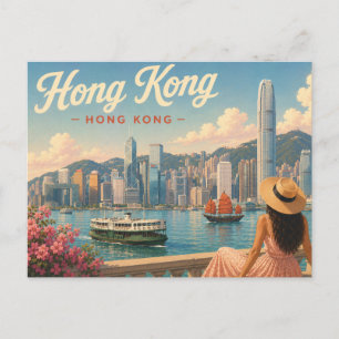 Hong Kong - Damen med hatten Reseskickkort Vykort