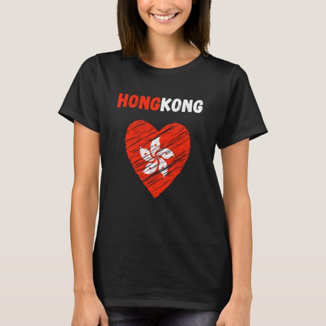 Hong Kong Flag Holiday Hong Kong Heart Hongkonger  T Shirt (Framsida)