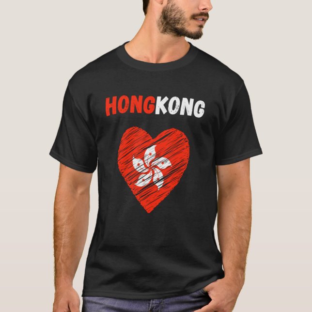 Hong Kong Flag Holiday Hong Kong Heart Hongkonger  T Shirt (Framsida)