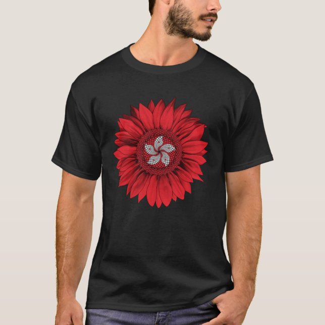 Hong Kong Flag Sunflower Hong Kong-are Rötter Stol T Shirt (Framsida)