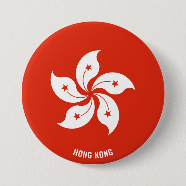 Hong Kong Flagga Charming Patriotic Knapp (Framsida)