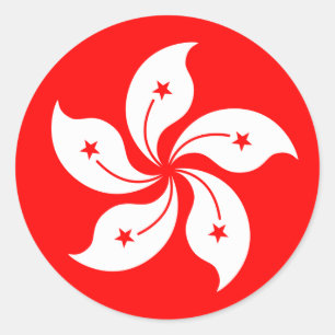Hong Kong Flagga ’Classic’ Runt Klistermärke