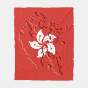 HONG KONG FLAGGA KARTA Patriotic Fleecefilt