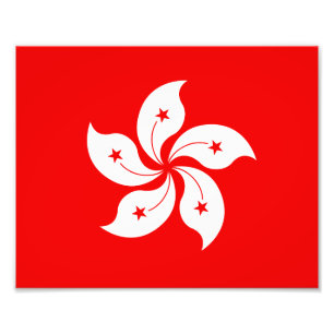Hong Kong Flagga White Orchid Symbol Fototryck