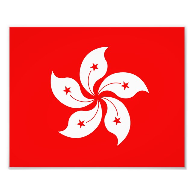 Hong Kong Flagga White Orchid Symbol Fototryck (Framsidan)