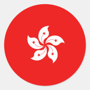 Hong Kong Flagga White Orchid Symbol Runt Klistermärke