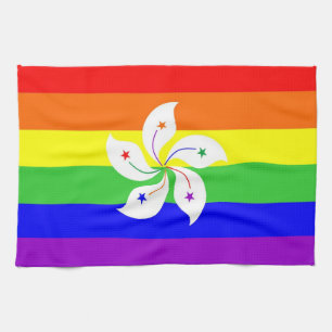 hong kong gay stolt rainbow flagga homosexuell kökshandduk
