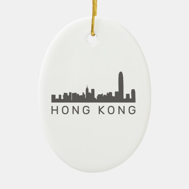 Hong Kong Gift HK Skyline Gift Julgransprydnad Keramik (Framsidan)