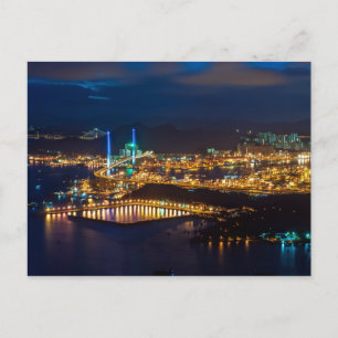 Hong Kong Harbor Skyline Ljus i natt Vykort