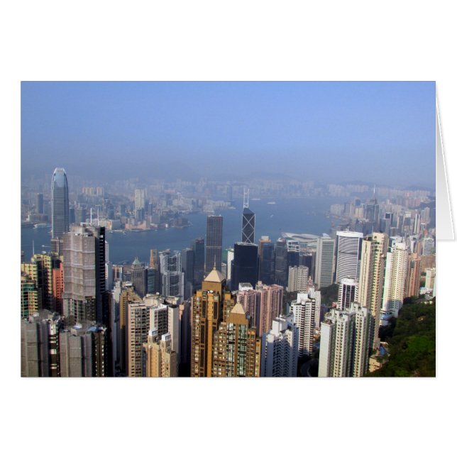 hong kong harbor-vy hälsningskort (Framsidan Horizontal)
