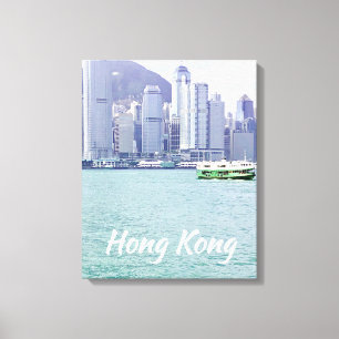 Hong Kong Harbour ferry vintage resor Canvastryck