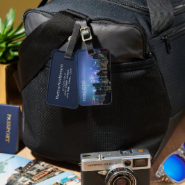Hong Kong Island Skyline Panorama Night Souvenir Bagagebricka