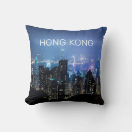Hong Kong Island Skyline Panorama Night Souvenir Kudde