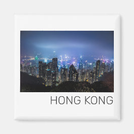 Hong Kong Island Skyline Panorama Night Souvenir Magnet
