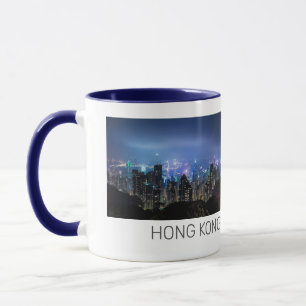 Hong Kong Island Skyline Panorama Night Souvenir Mugg