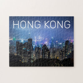 Hong Kong Island Skyline Panorama Night Souvenir Pussel