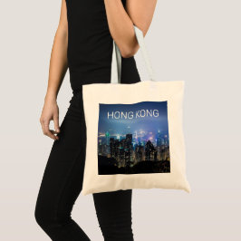 Hong Kong Island Skyline Panorama Night Souvenir Tygkasse