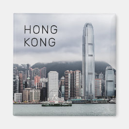 Hong Kong Island Skyline Retro Cityscape Vintage Magnet