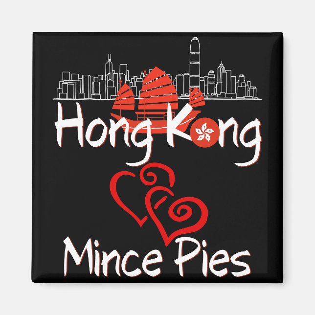 Hong Kong Kärlek Mince Paj Cityscape Magnet (Framsidan)