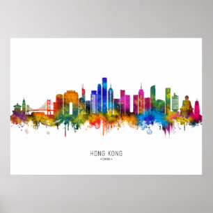 Hong Kong Kina Siluett Poster