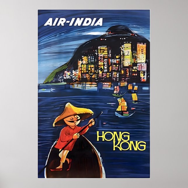 Hong Kong konst kinesisk målning Air-India Resa Poster (Framsidan)