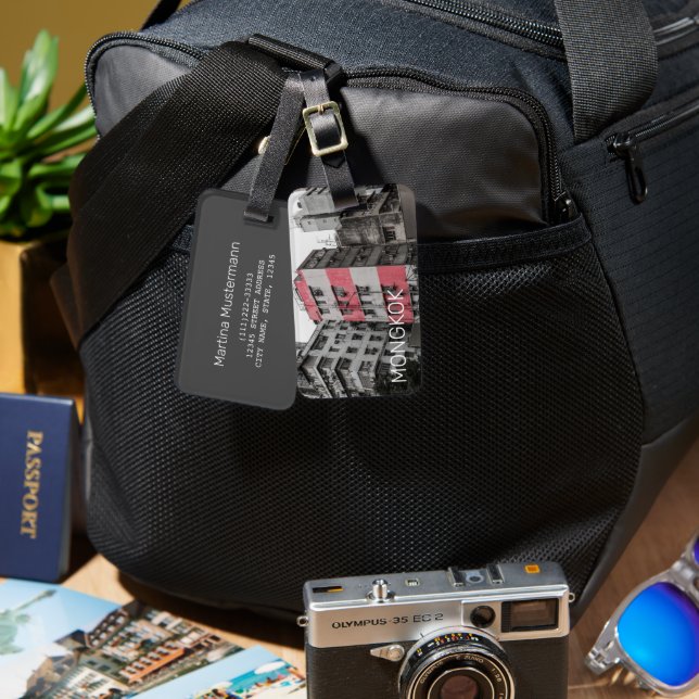 Hong Kong Mongkok China Kowloon Fine Art Souvenir Bagagebricka (Fram & Baksida)