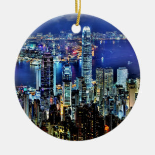 Hong Kong natthorisont Julgransprydnad Keramik