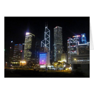 hong kong night ljus hälsningskort