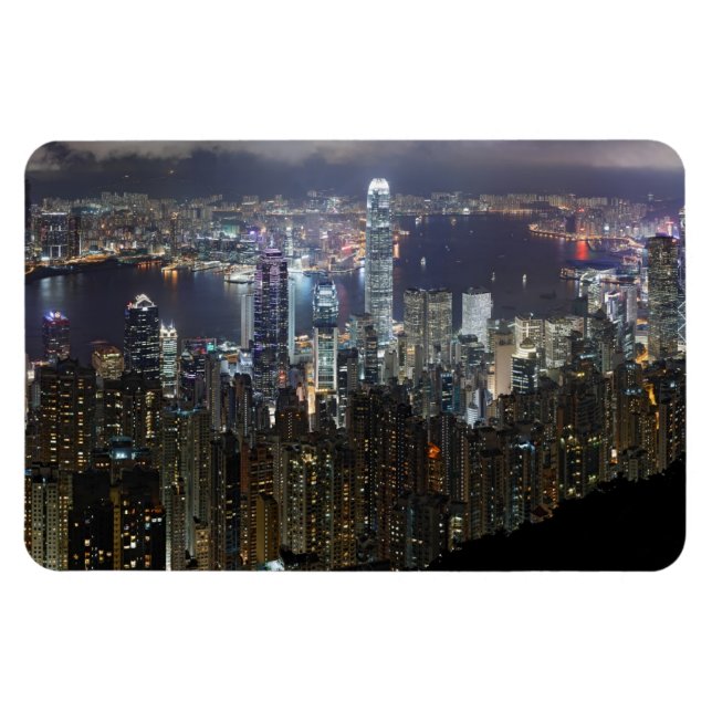 Hong Kong Night Skyline Magnet (Horisontell)