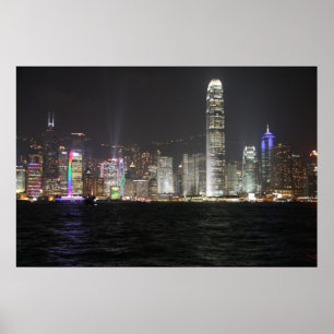 Hong Kong Night Skyline Poster
