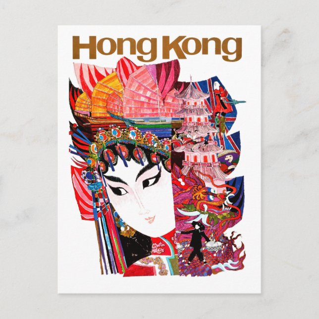 Hong Kong, Orient, Tourist attraktion, Geisha Vykort (Framsida)