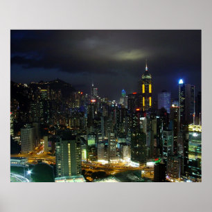 Hong Kong på natten Poster