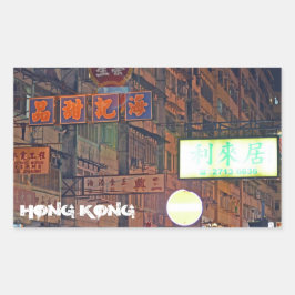 Hong Kong Rectangle Sticker Rektangulärt Klistermärke