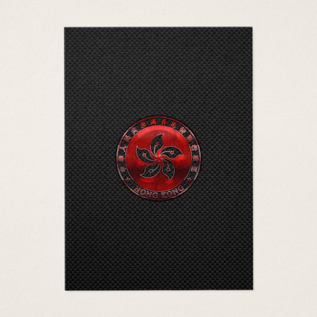 Hong Kong Ruby Orchid Inlay on Carbon Fiber Print Visitkort (Framsidan)