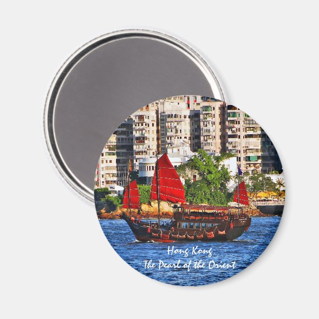 Hong Kong Sampan pärlan av Orienten Magnet (Front/Back)