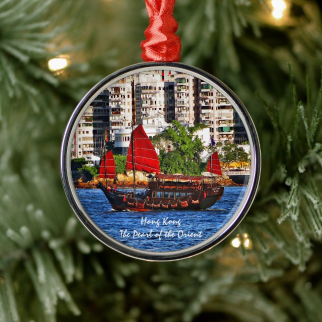 Hong Kong Sampan The Pearl of the Orient Julgransprydnad Metall (Träd)