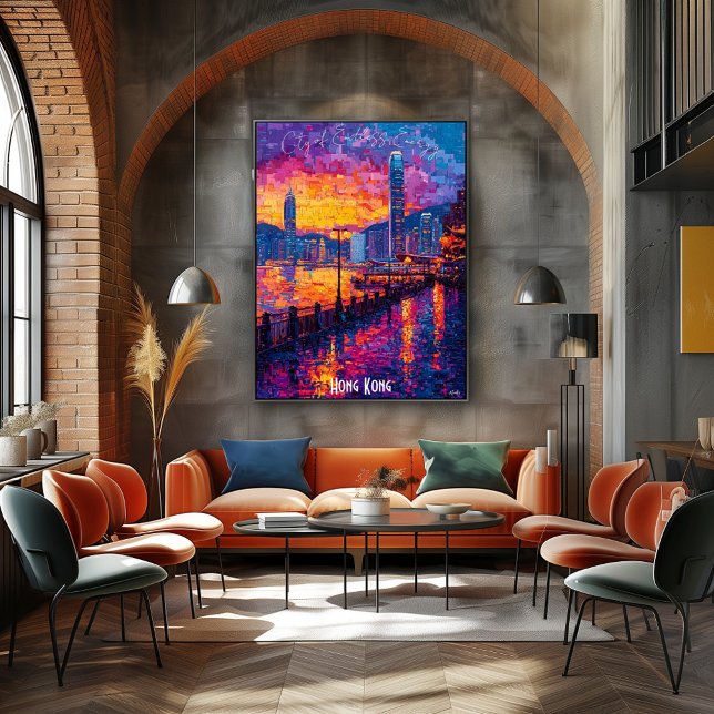 Hong Kong Skyline Affisch – Levande Asiatisk Stads (Skapare uppladdad)