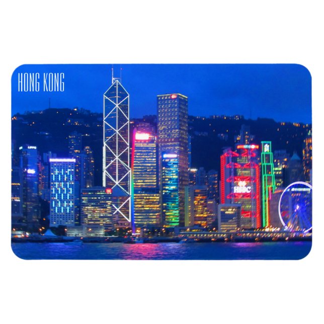 hong kong skyline dusk magnet (Horisontell)