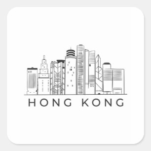 Hong kong Skyline Fyrkantigt Klistermärke