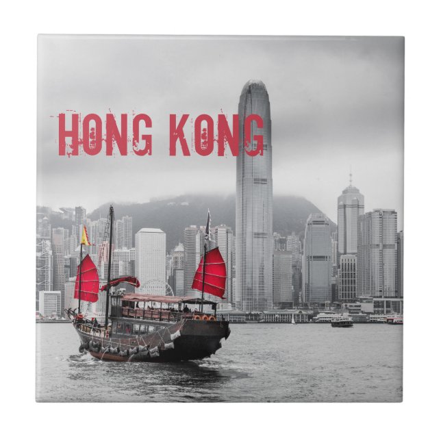 Hong Kong Skyline Panorama Fine Art-gåva Kakelplatta (Framsidan)