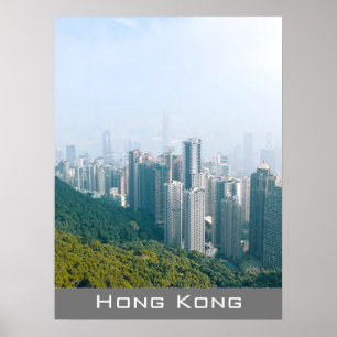 Hong Kong skyline Victoria'sPeak-reseväggsdekanor Poster