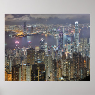 Hong Kong Skyline vid NattPoster Poster