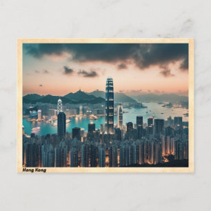 Hong Kong Skyline Vintage resor Vykort