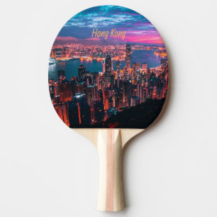 Hong Kong Skyscraper Skyline Night Ljus Pingisracket