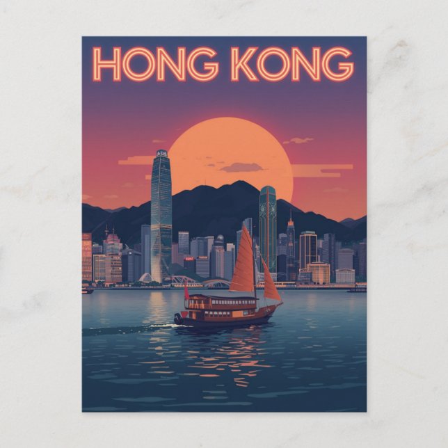 Hong Kong-solnedgång Vykort (Framsida)