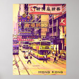 Hong Kong Street scen vintage resor Poster