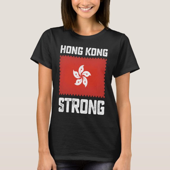 Hong Kong Strong Flagga Frimärke Pro Demokratifri  T Shirt (Framsida)
