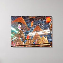 Hong Kong temple incense coils canvas print