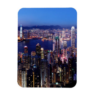 Hong Kong Victoria hamn på natten Magnet