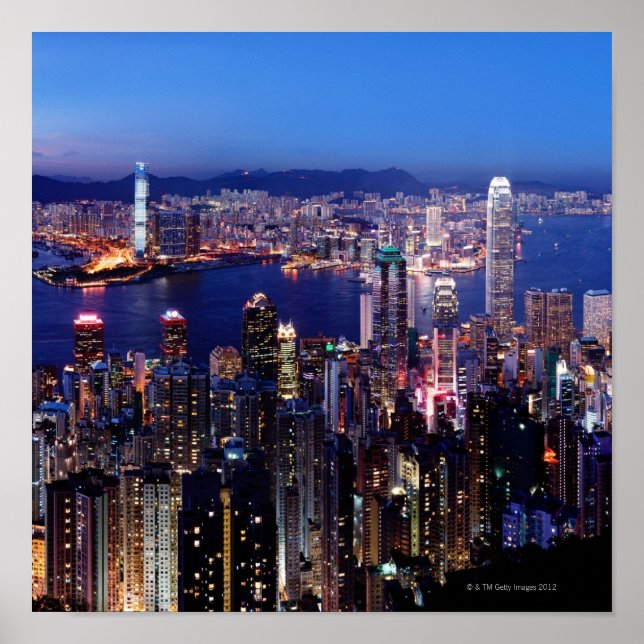 Hong Kong Victoria Harbour i natt Poster (Framsidan)